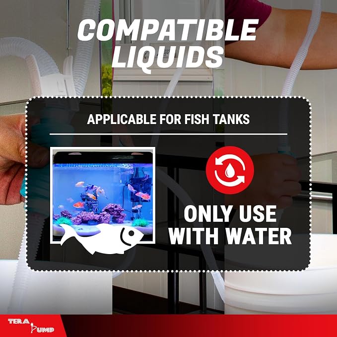 TERA PUMP 3-in-1 Aquarium Siphon Pump Bundle Fish Tank Gravel Vacuum | Nano, Standard & Large Tanks, Manual Water Changer, Gravel Filter, Long Hose