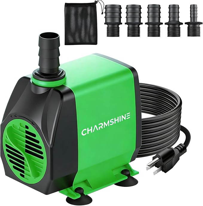 Pond Pump Water Fountain Pumps Submersible Outdoor 50W 1060GPH with 5 Nozzles & Filter Screen, Reinforced Motor, 8.2ft Power Cord, 3-Prong Plug Water Pump for Hydroponics,Pond,Fish Tank