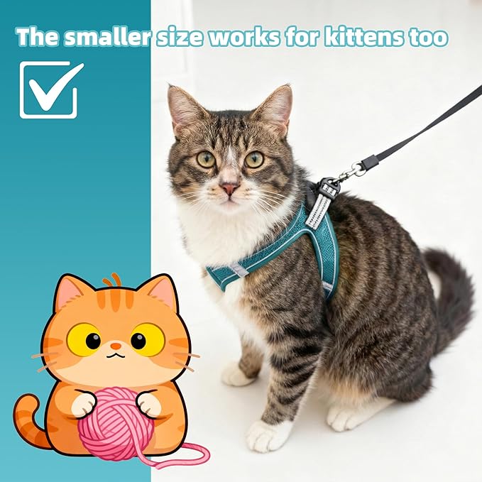 SMOUATOU All Weather Mesh Step in Vest Harness for Small and medidum Dogs and Cats, Adjustable Soft Padded Dog Vest with Easy Control Handle for Dogs Pets (Teal, L)