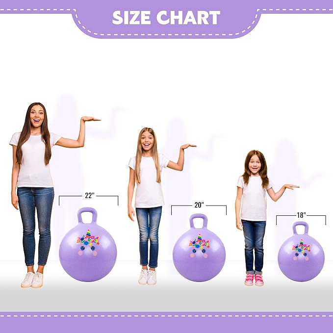 Hopper Ball, Unicorn Hopping Toys for Kids, 18 Inch Bouncy Ball with Handle, Purple Inflatable Bouncing Hoppity Hop Toys for Boys and Girls Gifts