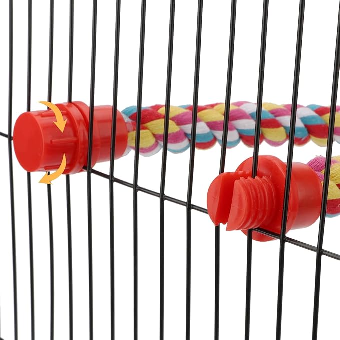 Birds Rope Perch Bungee Perch Adjustable Parrot Cage Stand Chewing Swing Toy Climbing Ropes for Small Medium Parrot Spiral Rope Cage Accessories