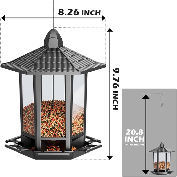 Birdream 2 Pack Bird Feeders for Outdoor Hanging, Retro Pagoda Design Fun Installation Bird Feeder, Attracting Wild Birds Chickadees Goldfinches Cardinals Finches and Sparrows