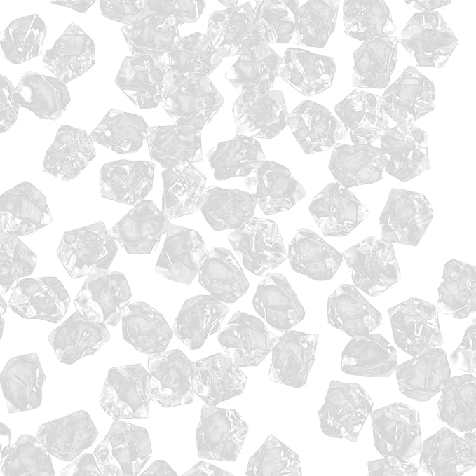 1.1Lb 800Pcs Fake Ice Cubes Clear Artificial Ice Diamonds Acrylic Rocks Vase Fillers for Centerpieces Wedding Christmas Party Table Desktop Fountain Accessories Fish Tank Aquarium Decorations