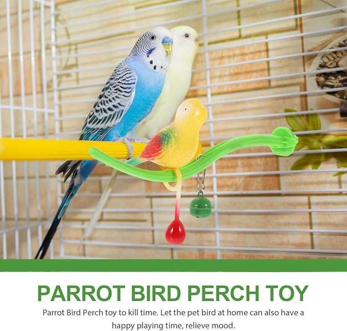 POPETPOP Swing Bird Model Bird Perch Toy Plastic Cage Stand Simulation Fake cage Toy Parakeets Perch Funny Teasing for Cockatiels Cockatoo Macaw