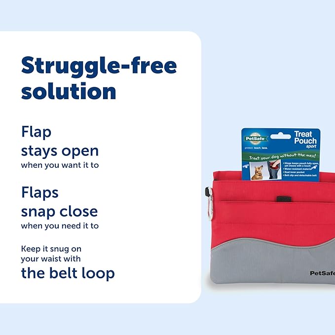 PetSafe Treat Pouch Sport - Easy Access Waterproof Treat Pouch for Daily Use - Convenient Phone & Keys Carry with Dual Inner Pocket & Front Storage Pocket - Adjustable Fit - Standard - Red