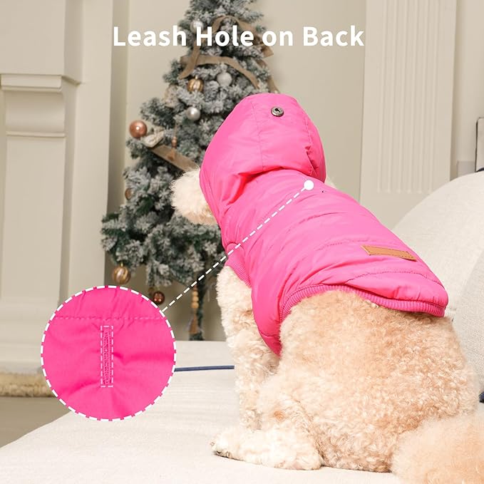 Vecomfy Lining Extra Warm Dog Hoodie in Winter for Large Dogs Jacket Pet Coats with Hooded Pink XXL