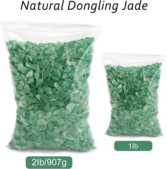 gemshan 2lb Aventurine Quartz Chips Natural Crushed Crystal Chip Bulk 7mm-9mm Tumble Healing Crystal Stone for Aquarium Vase Plant Decoration Jewelry DIY