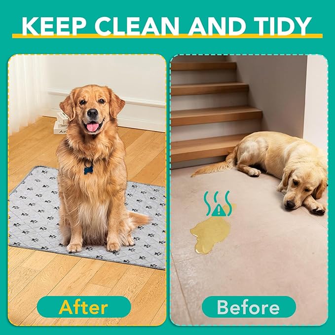 FURWEY 2 Pack Extra Large 72"X72" Washable Pee Pads for Dogs Super Absorbent Dog Training Pads Non-Slip Waterproof Pet Training Pads Mats Whelping Pads for Dogs Cats Puppy