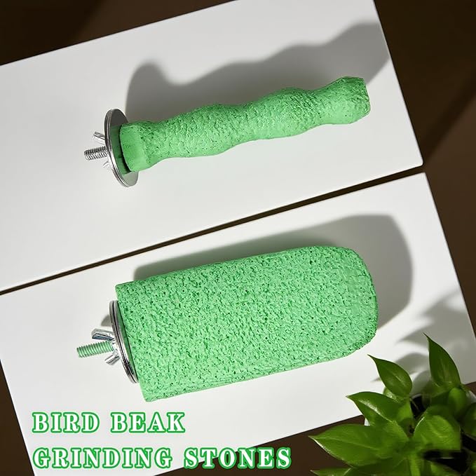 2PCS Bird Beak Grinding Stones, Parrot Perch, Non-Slip Claw Trimmer Chew Toys for Cockatiels, Budgies, Conures, Parakeets, and Other Small to Medium Parrots
