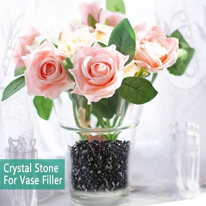 Natural Black Obsidian Crystal Quartz Rocks Chips Vase Filler Rocks for Succulent Plant Small Fish Tank Aquarium Gravel Decorative Pebbles Stones(200 gram)