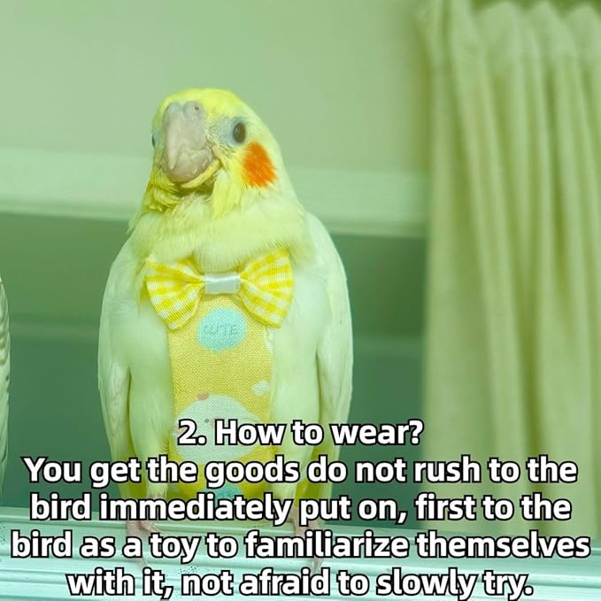 Bird Diaper Protective Parrot Nappy - 4 Pack, Reusable Flight Suit with Waterproof Inner Layer, Adjustable Shoulder Straps, Washable Cute Urine Wet Suit for Parakeet Conure (Sulphur-Crested Cockatoo)
