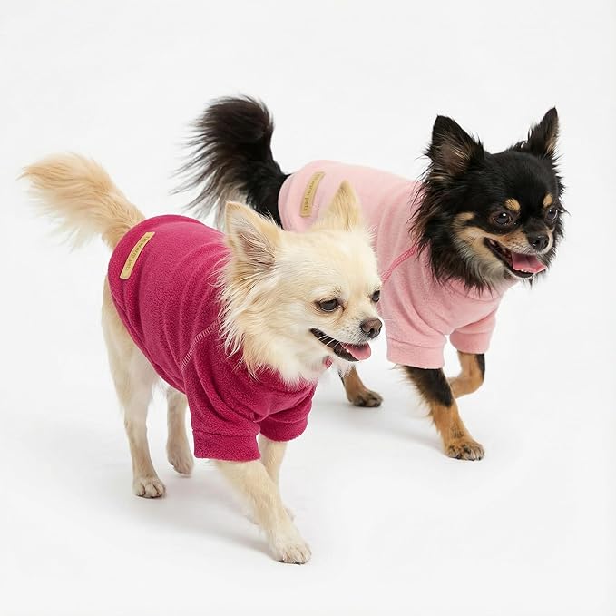Fitwarm Classic Fleece Dog Sweater, Turtleneck Dog Sweatshirt, Cat Apparel, Pink, Rose, Baby Pink, XXL