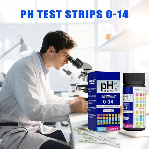 pH Test Strip 0-14 - 200 Strips Universal Litmus Paper Quick Reliable pH Testing Kit for Liquid Testing, Drinking Water, Saliva, Aquariums, Labs and Soap Making