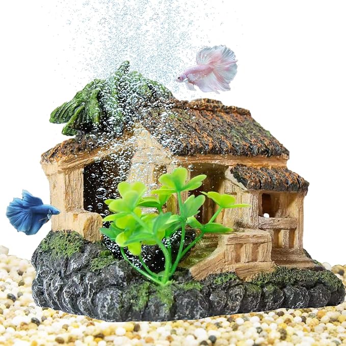 Resin Castle Decorations Set Fish Tank Bubbler Aquarium Decor | Aquarium Bubbler Betta Hideout Fish House Fish Tank Decor Air Stones For Aquariums Fish Tank Accessories Aquarium Cave