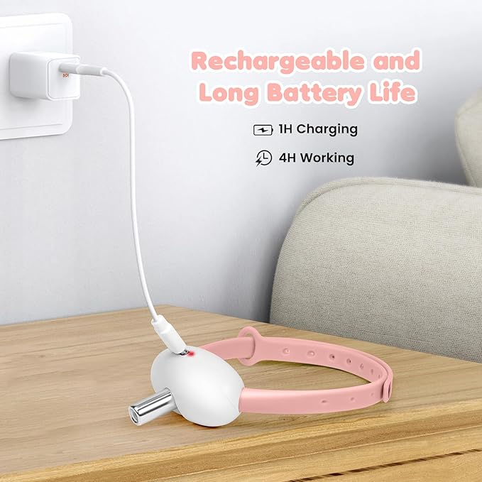Automatic Laser Collar Cat Toy - Upgraded Laser Cat Toys, Flashing and Lasting modes, 8-12″ Bend Collar & 41°Adjust Angle free hands. Type-C USB Charge 1H and works 12H. Gifts for Ailurophile(Pink)