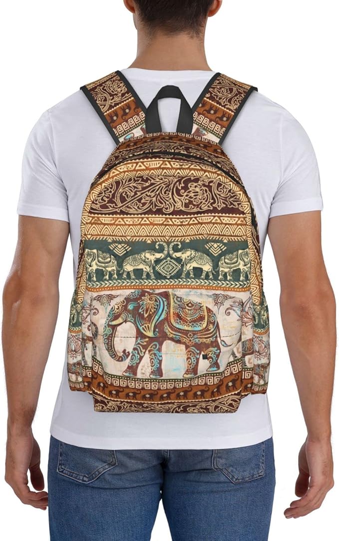 lotus elephants Backpack for Women 16.7 inch Travel Casual Laptop Backpack Lightweight Waterproof Durable Hiking Daypack