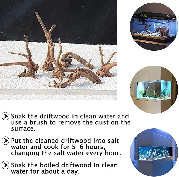 kathson Aquarium Driftwood Reptile Branches Wood Natural Spiderwood Driftwood for Aquarium 5-6" 11 Pcs Terrarium Ornament Trunk Fish Tank Log Habitat Decoration Tree Stump Decor Assorted Sizes Wood