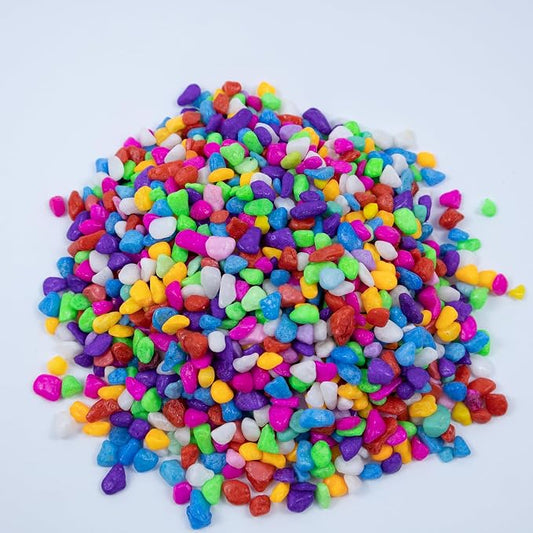 Colored Aquarium Gravel,Colorful Pea Gravel,Garden Rocks,Decorative Stones Rocks for Fish Tank,Aquarium,Fairy Garden Decor,Planters,Vase Fillers,Landscaping,1 Pound (Mixed Color, 4-6mm)