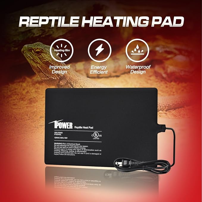 iPower 8 by 12-Inch 16W Reptile Heat Mat, LCD Digital Aquarium Thermometer, Under Tank Warmer Terrarium Heat Pad for Turtles Lizards Frogs and Other Small Animals, Multi Sizes