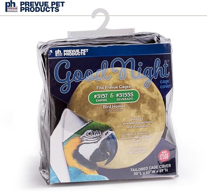 Prevue Pet Products Extra Large Bird Cage Cover - Good Night Cage Cover, Bird Accessories, Blocks Light, Breathable Nylon Fabric, Fits a Variety of Cage Sizes - Black, Size Extra Large