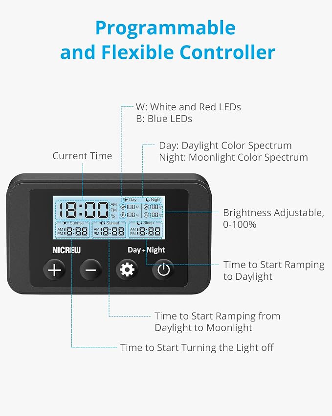 NICREW Slim Aqaurium Filter & Clip on Aquarium Light