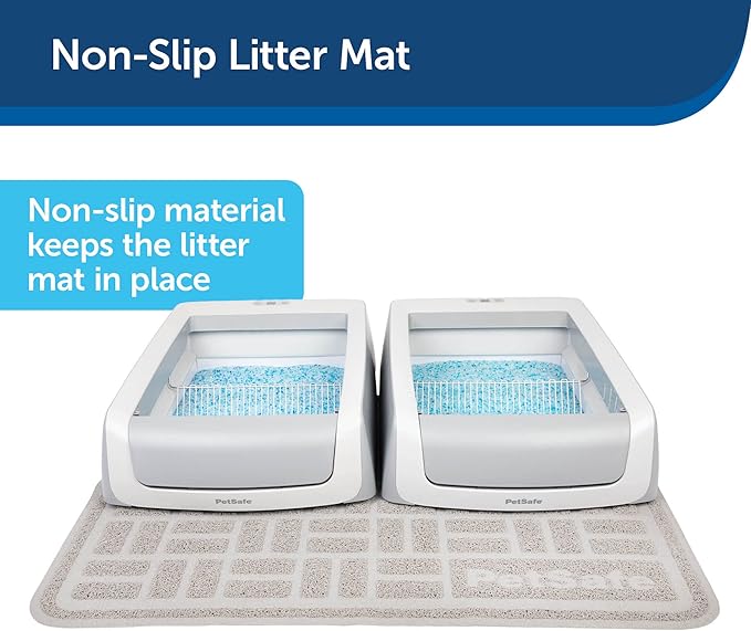 PetSafe Anti-Tracking Litter Mat - Traps Crystal and Clay Clumping Cat Litter - Durable Mesh Material - Easy to Clean Mat - Compatible with All Cat Litter Boxes - Large Size