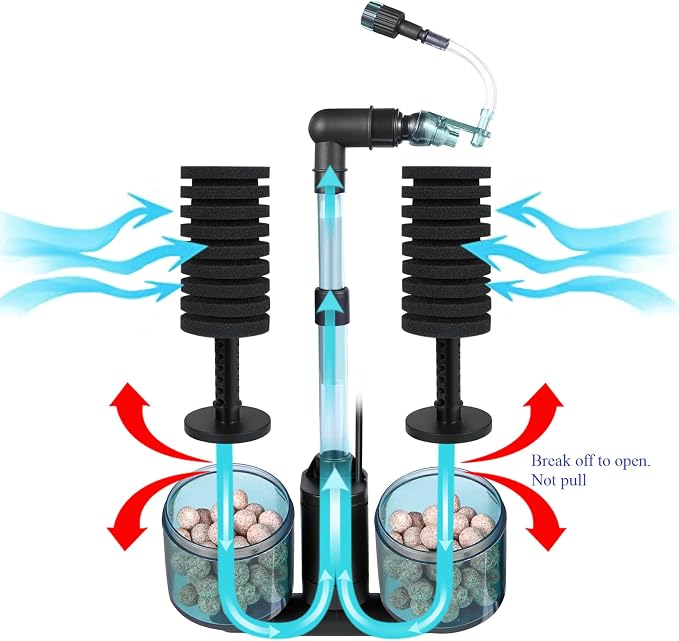 Aquarium Sponge Filter Bubbler with Ultra Quiet Water Pump and Ceramic Balls for Fish Shrimp Breeding Tank (Filter S(6-30 Gallon))
