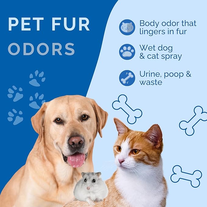 No Scent Pet Fur Odor Spray & Rinseless Cleaner for Dog, Cat, Hamster, Small Animal & Furry Pets (8 Fl Oz / 237 mL)
