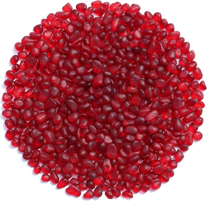 QYGL Sea Glass Stones - 0.9LB Red Frosted Glass Pebbles Gemstones | Perfect for Aquarium Rocks, Fish Tank Gravel, Vase Fillers, DIY Crafts, and Home Decor