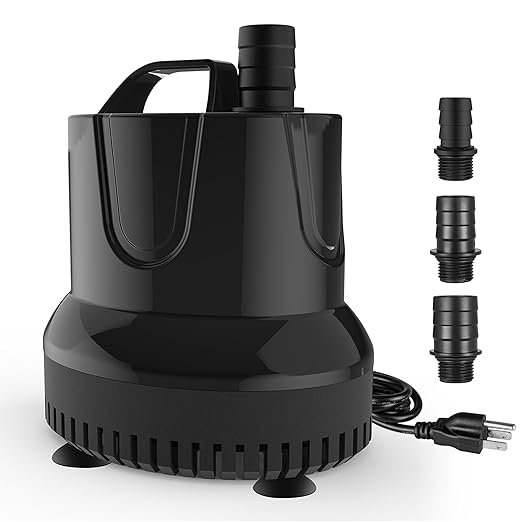 Simple Deluxe 1056GPH Submersible Water Fountain Pump, (4000L/H, 85W) Quick Water Change Aquarium Pump, 13ft High Lift, for Fish Tank, Pond, Hydroponics, Black