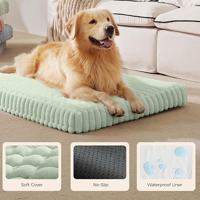 Orthopedic Dog Bed for XXL Jumbo Dog, Waterproof Pet Bed,Non-Slip Bottom and Egg-Crate Foam with Removable Washable Cover Crate Bed,Green,47"x29"x4"