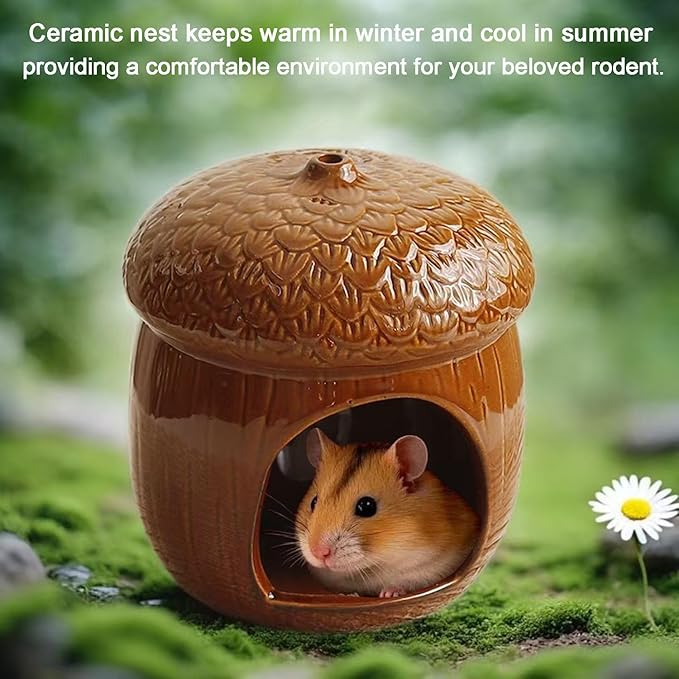 Hamster Hideout, Ceramics Hamster CageHabitat,Hamsters Houses and Hideouts for Syrian Dwarf Hamsters Guinea Gerbils Lemmings or Other Similar-Sized Small Pet Small Animal Bed (Pinecone-Shaped)