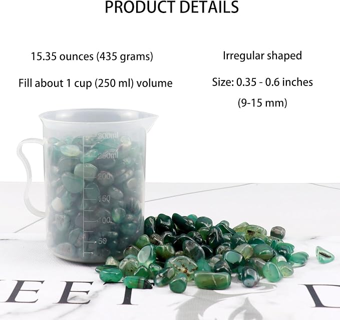 Aquarium Decor Gravel 0.96LB Natural Pebbles Fish Tank Stones Vase Filler Succulent Rocks Polished Crushed Bulk Irregular Shaped - Green