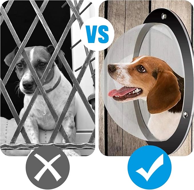 2 Pack Dog Fence Window, Clear Pet Bubble View Dome Door Peek Small Round Window for Doggie/Cat/Horse Outside Playground Garden Diameter 12.44 Inch Deep 4.92 Inch
