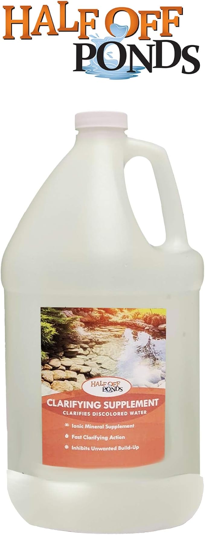 HALF OFF PONDS Clarifying Supplement Pond Water Clarifier, 1 Gallon – Fast-Acting Ionic Mineral Supplement, Helps Clear Discolored & Green Water – Fish & Plant Safe