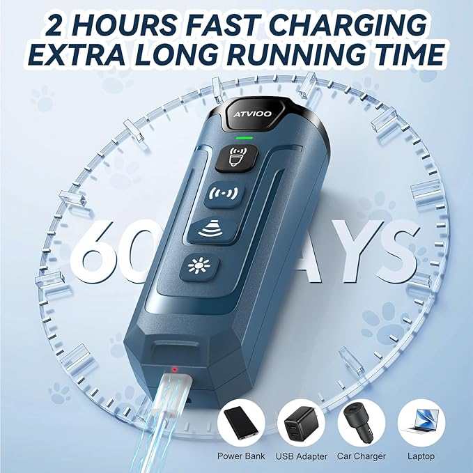 Dog Anti-Barking Device - Humane Ultrasonic Bark Control for Your or Neighbor's Pet (Dark Blue)