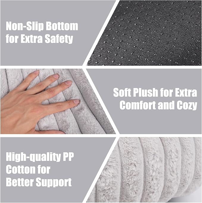 Cat Beds for Indoor Cats, 2 in 1 Cat Cave Bed Kitten Bed for Small Pets, Small Dog Bed with Cover, Pet Bed for Puppy and Kitten with Anti-Slip Bottom-Light Gray-20 inches