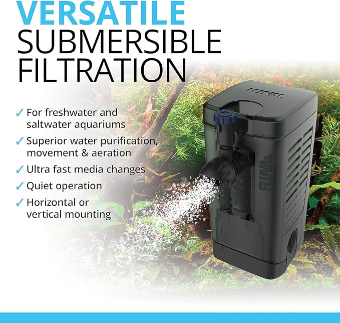 Fluval U1 Underwater Filter, Freshwater and Saltwater Aquarium Filter, A465, Black