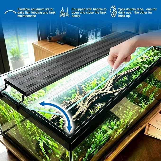 29.21in(L) × 12.4in(W) X0.16in(Thickness) Foldable Glass Fish Tank Lid, Aquarium Hood top lid Cover Suitable for 29 Gallon Aquarium Fish Tank
