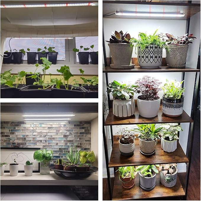 Wiaxulay 16in Plant Grow Light Strip, Full Spectrum for Indoor Plants 5V/2A | 120 LEDs 2 Bars 2 Pack, 6000K Growing Lamp with 6/12/16H Timer, 3 Lighting Modes, 5 Brightness for Plant Stand Seed Starting