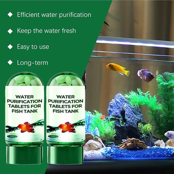 Powerful Aquarium Water Purification Tablet,Water Purification Tablets for Fish Tank,Remove All Kinds of Turbidity from Fish TankWater (4PC)