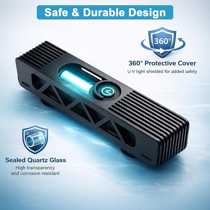 Harune 6W Aquarium U-V Light with Timer,Fully Submersible Design | For 13-43 Gal Fish Tanks,4/8/12/24H Daily Timer,Lamp Life about 8,000 hours,Small Fish Turtle Tanks