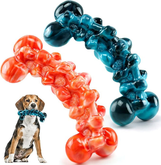 WOWBALA Dog Chew Toys for Aggressive Chewers - 2 Pack Tough Teeth Cleaning Chew Toys to Keep Them Busy for Medium & Large Dogs