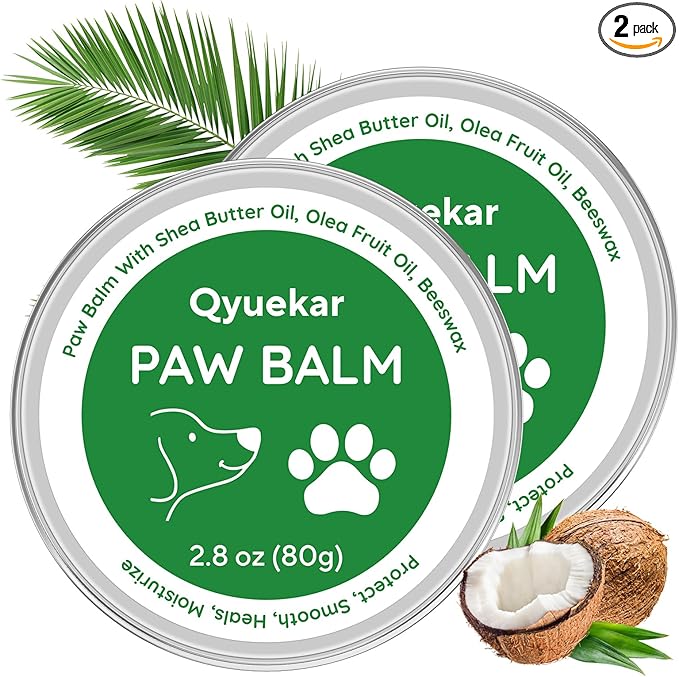 Lick-Safe Dog Paw & Nose Balm, Dog Paw Wax Protector with Coconut Oil, Moisturizer Soother Heals Dry Cracked Snout & Pads, All-Natural Nose Butter & Cream for Horse Hoof, Cat Petts Care, 2.8oz*2