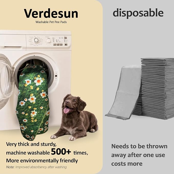 Washable Pee Pads for Dogs, Reusable Puppy Potty Training Pads, Ultra-Absorbent Thick Waterproof Leak-Proof Non-Slip Pads & Mat for Crate, Playpen, Floor, Whelping & Housebreaking , 1 Pack 72"x72"
