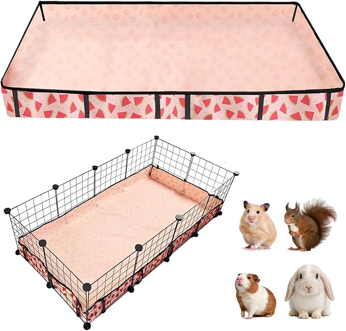 Waterproof Guinea Pig Cage Liners, Washable & Reusable Small Animal Cage Mat, for Rabbit, Hamster, Chinchilla, Hedgehog (Watermelon),C&C 24x48 inches