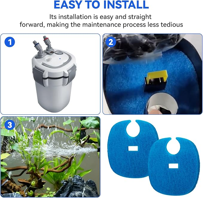 2 Pcs Coarse Sponge Filter Media Fits for Forza FZ9 Canister Filter | Replacement for AquaTop Coarse Blue Filter Sponge Pad, Traps Large Waste For Cleaner Water, For Fresh & Saltwater Fish Tank