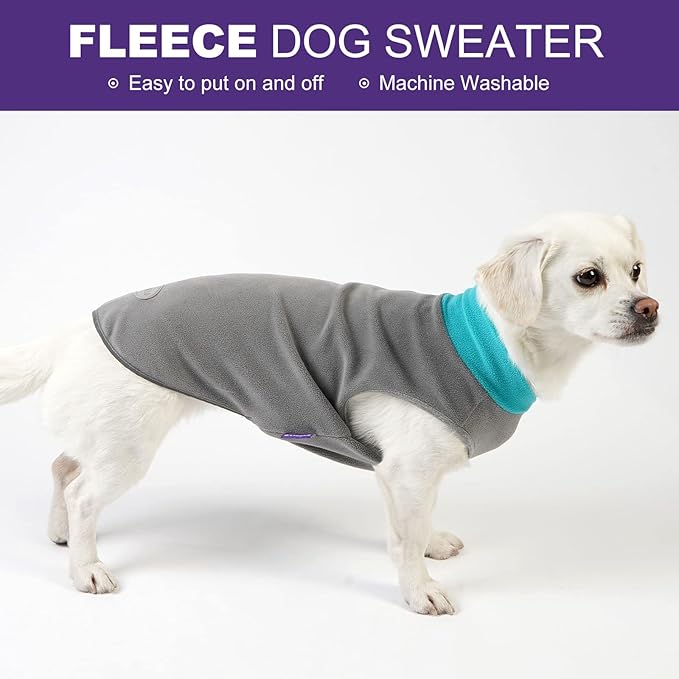 cyeollo 2 Pack Dog Sweater Fleece Vest Pullover Pet Sweatshirt Reflective Lightweight Dog Clothes for Large Dogs Boy Girl Pet Apparel, Teal & Grey XXXL