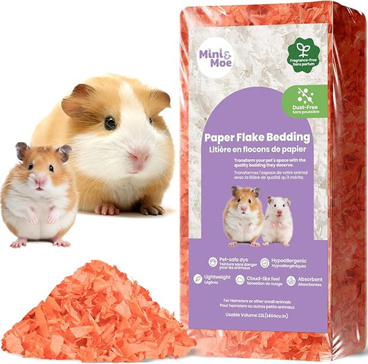mini&moe Guinea Pigs Bedding Hamster Bedding: Moisture Absorbent and Dust-Free Natural Paper Small Pet Bedding - for Guinea Pigs, Hamsters, and Rabbits, 17 Liters