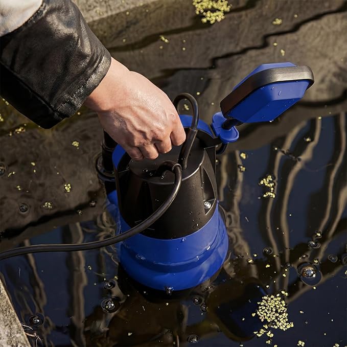 Sump Pump, Prostormer 1HP 3700GPH Submersible Clean/Dirty Water Pump with Automatic Float Switch for Pool (Blue)